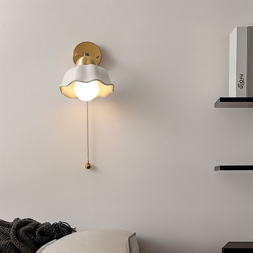 Weiß Bloom Wandleuchte - Klassische Französische Nachttisch Wandleuchte - Blumen Wandleuchte Design - Innenwandleuchten LED