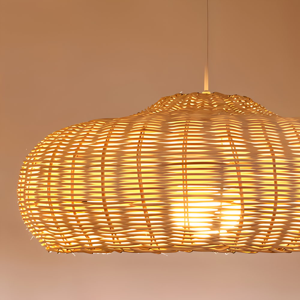 WickerCraft Pendelleuchte - Vintage Handgestrickte Rattan Hängelampe