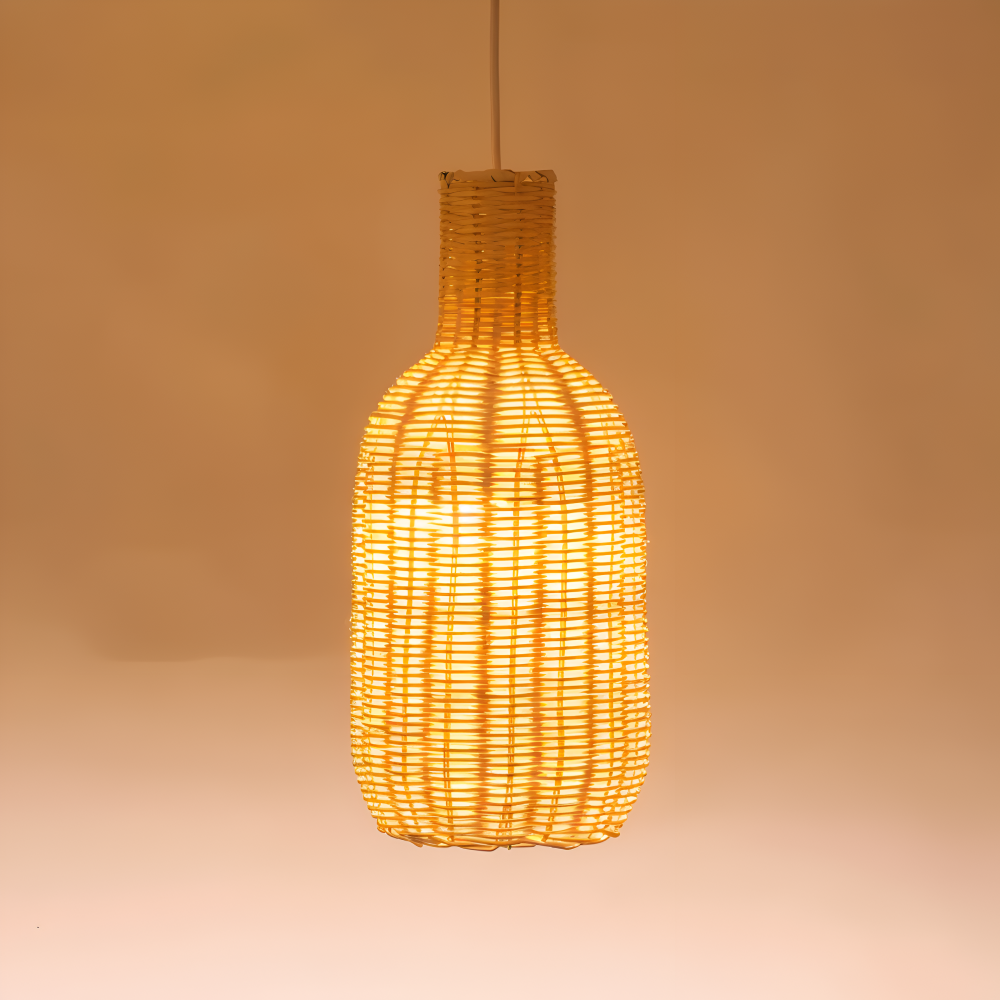 WickerCraft Pendelleuchte - Vintage Handgestrickte Rattan Hängelampe