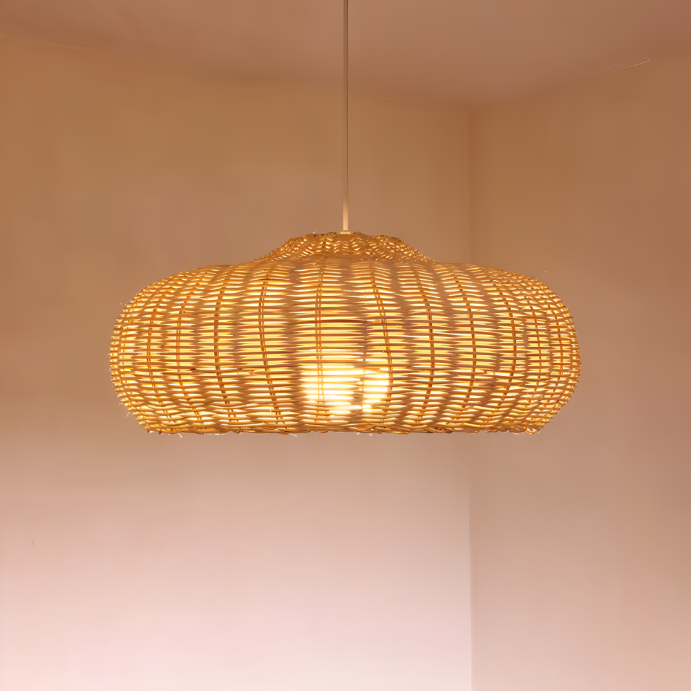WickerCraft Pendelleuchte - Vintage Handgestrickte Rattan Hängelampe