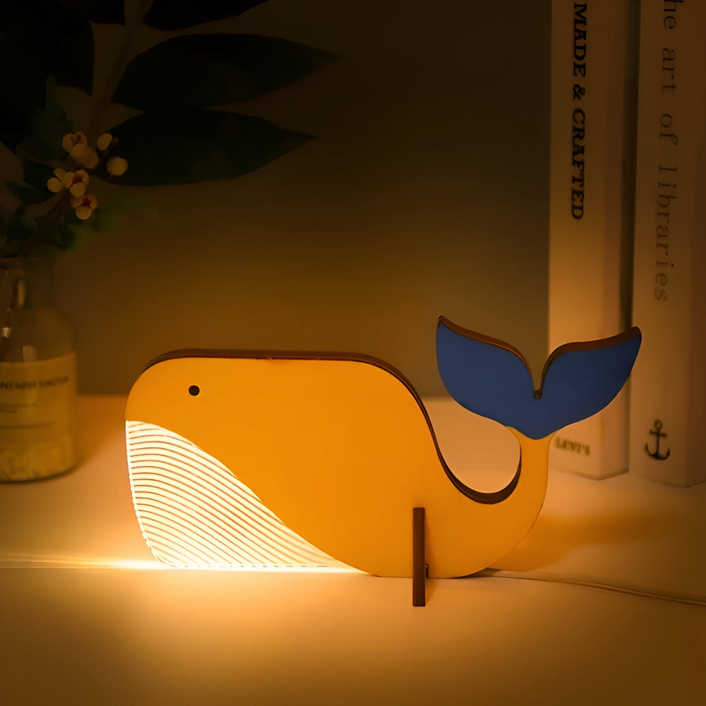 Wildlife Lampe - Holz Acryl Tier Tischlampe LED Nachtlicht