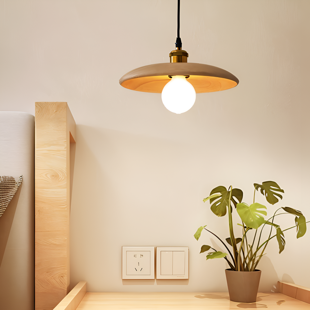 WooDisk Pendelleuchte - Untertasse Leuchte Pendel - Hängelampe aus Holz