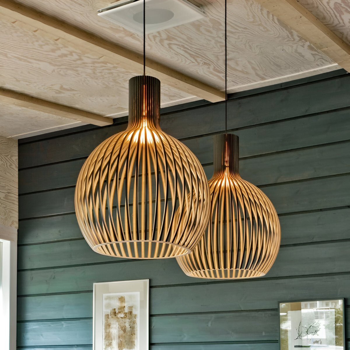 Nordic Wood – LED Deckenleuchte Wohnzimmer aus Holz – Vintage Deckenla