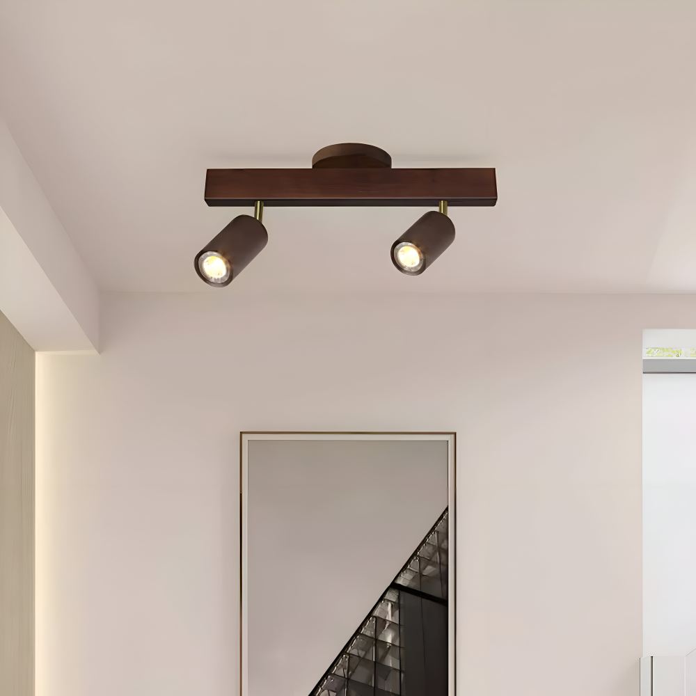 Woodsy Deckenleuchte - Zylindrischer Holzstrahler - Einstellbare LED Beleuchtung