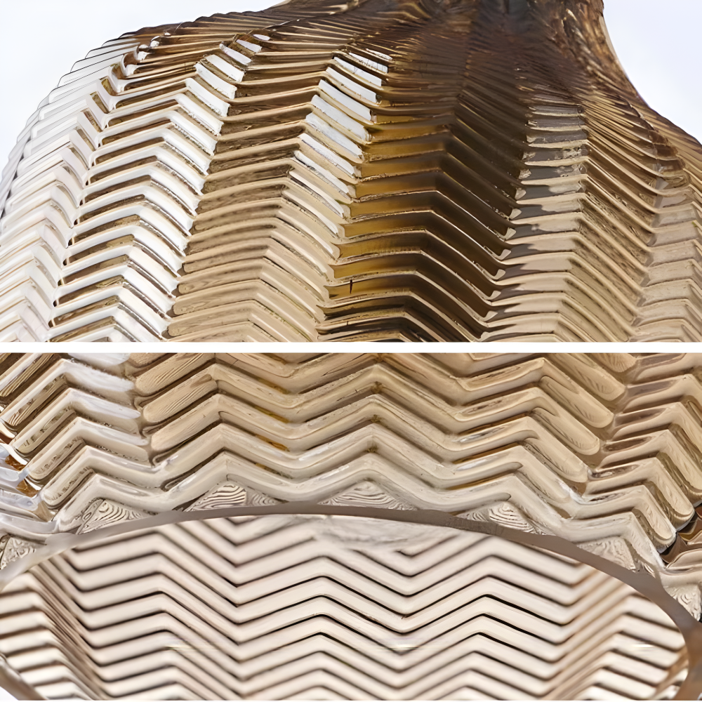 ZigLume Pendelleuchte - Vintage Schwarz Braun Geripptes Glas Hängelampe