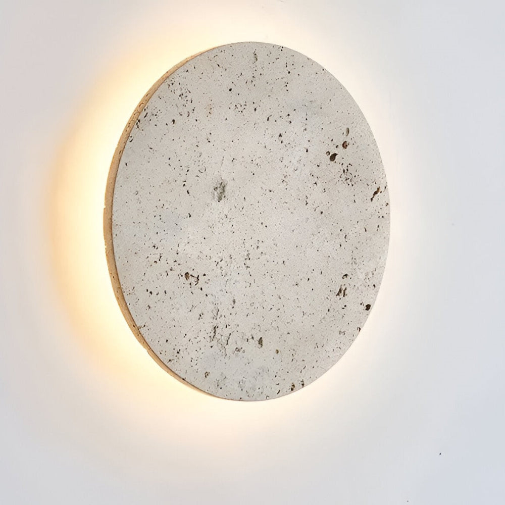Zirkuläre Travertin Wandleuchte - Japanische Stil Wandlampe für Ambientebeleuchtung