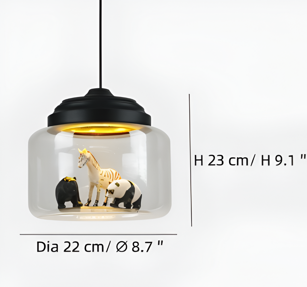 Zoo Glas Pendelleuchte - Dekorative Nordische Cartoon Tier LED Hängelampe