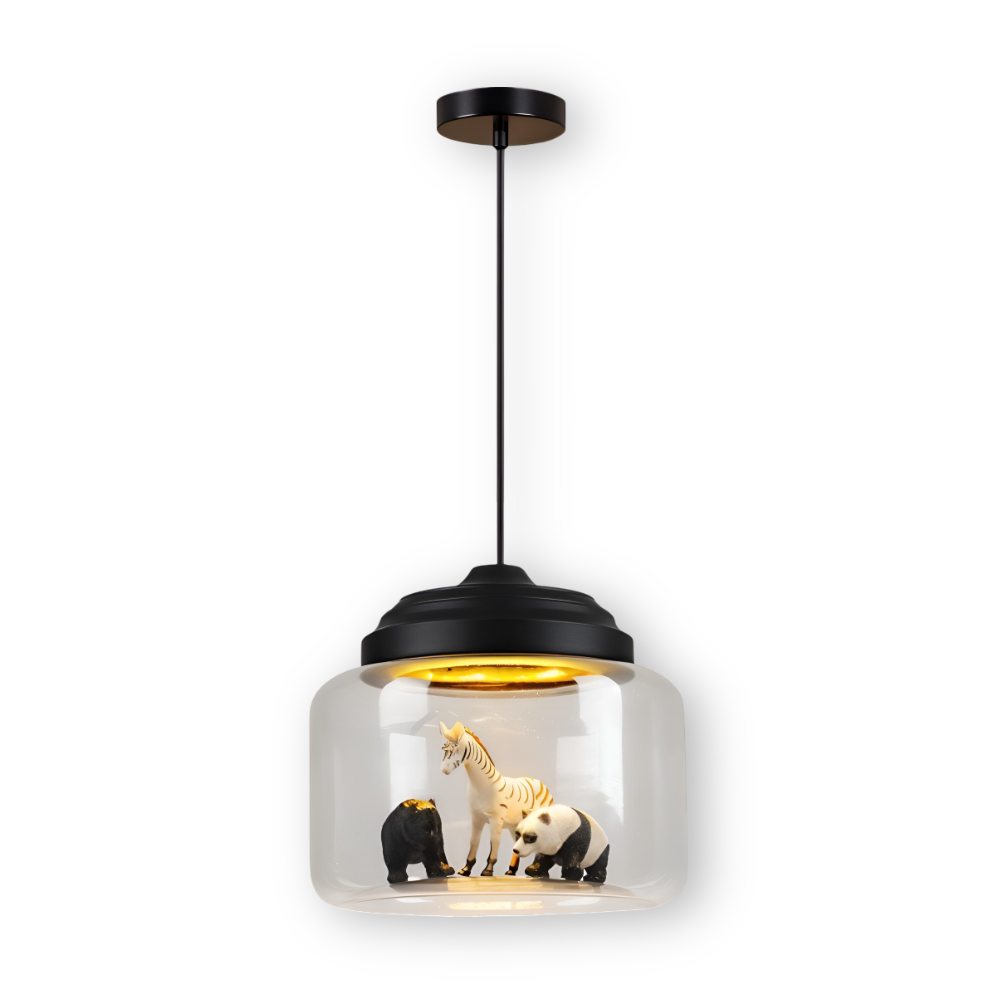 Zoo Glas Pendelleuchte - Dekorative Nordische Cartoon Tier LED Hängelampe