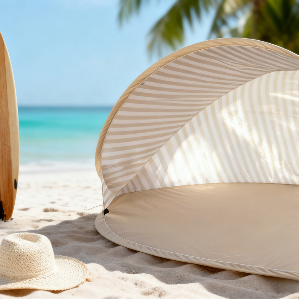 Strandmuschel für 2 Personen – Pop-Up Strandzelt mit Schnellaufbau, tragbarer Sonnenschutz inkl. Tragetasche & Heringen