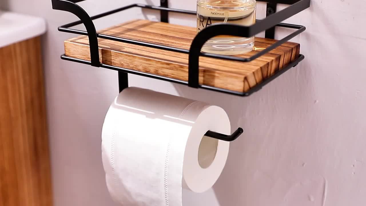 Stylischer Wandmontierter Badezimmer-Handtuchhalter – Moderner und platzsparender Toilettenpapierhalter mit Platz für Ersatzrollen