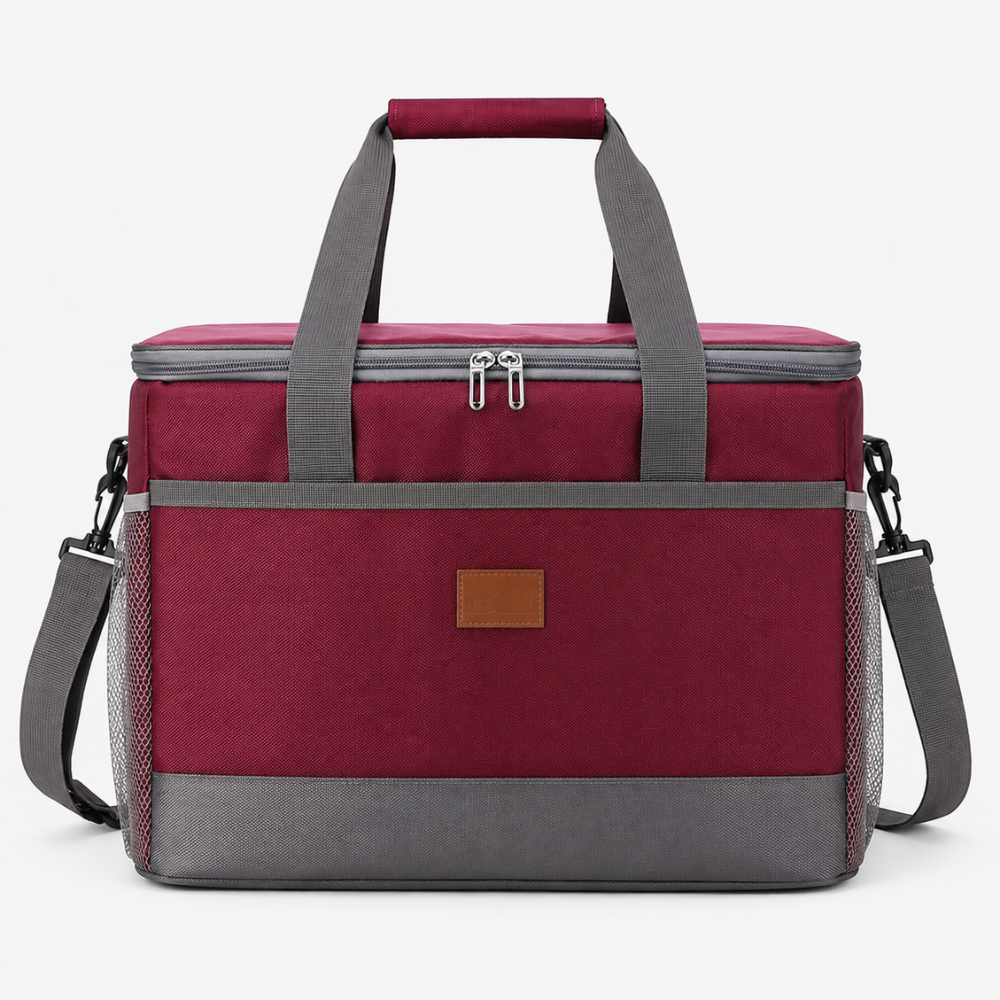 Große Isoliertasche 35L | Kühltasche aus Oxford-Gewebe mit Schultergurt, Fronttasche & Seitennetzen