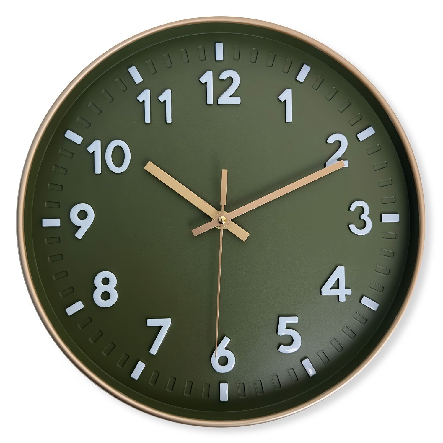 Wanduhr Grün Geräuschlos – Moderne Runde Quarzuhr mit Goldrand für Wohnzimmer, Küche & Schlafzimmer