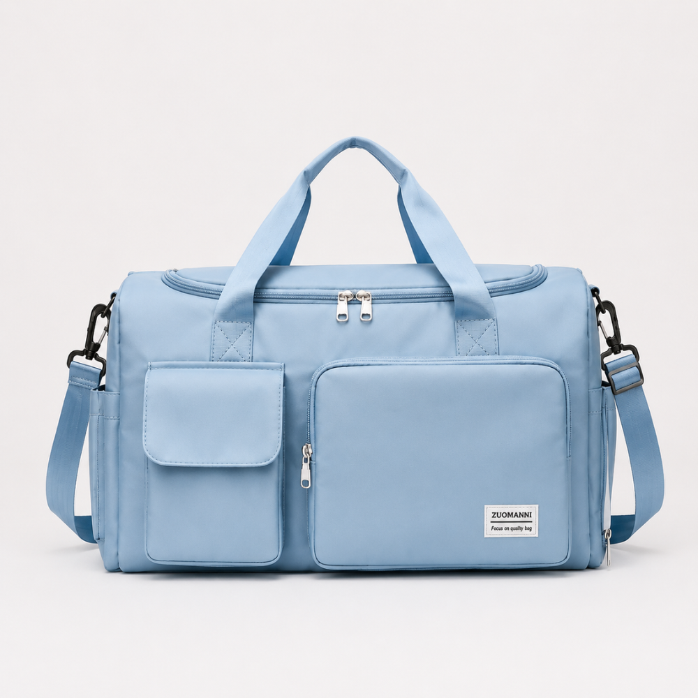 Große Reise- und Sporttasche mit Schuhfach | Faltbare Weekender-Tasche mit Schultergurt und mehreren Fächern