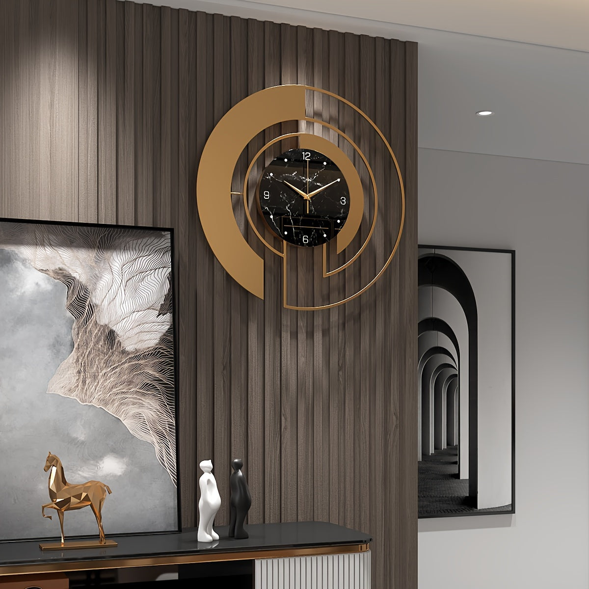 Moderne Metall Wanduhr in Glasoptik – Runde Designer Uhr mit geometrischem Muster & leisem Uhrwerk für Wohnzimmer