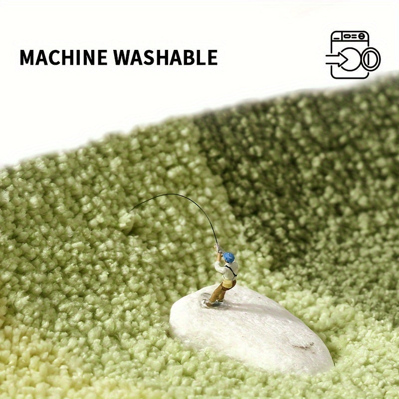 Badezimmerteppich Rutschfest & Saugstark – Extra Weiche Badematte im Berglandschaft Design für Dusche, Badewanne & Waschbecken