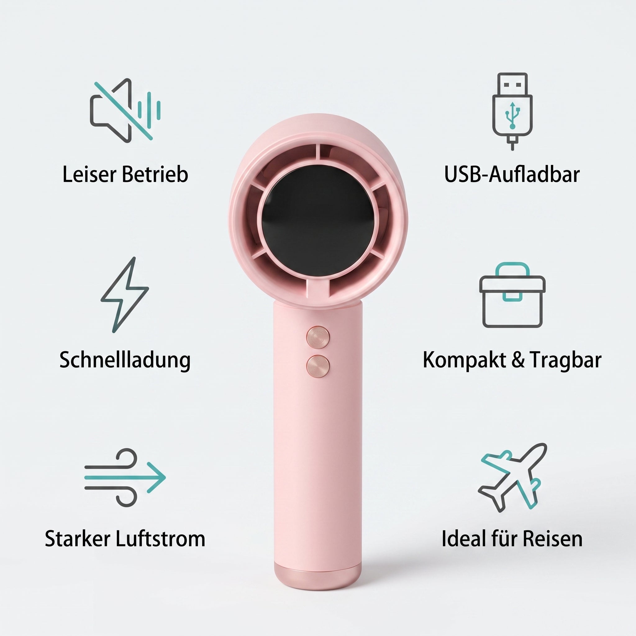 Funktionen Reiseventilator: leise, USB-aufladbar, kompakt