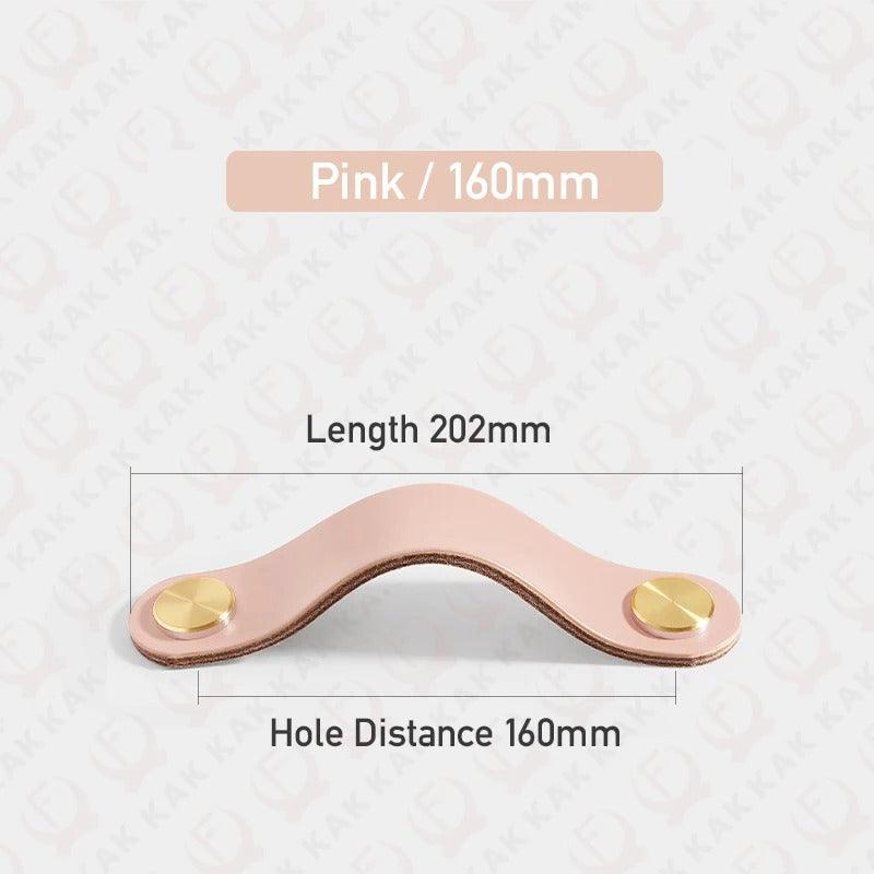 Möbelgriff in Lederoptik in Rosa mit Lochabstand 160 mm, Länge 20,2 cm