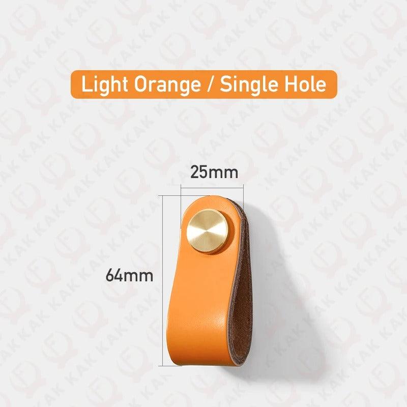Einlochgriff in Lederoptik in Hellorange, 6,4 cm hoch und 2,5 cm breit