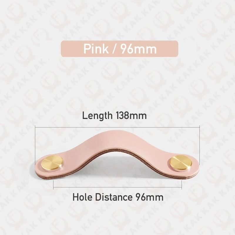 Möbelgriff in Lederoptik in Rosa mit Lochabstand 96 mm, Länge 13,8 cm