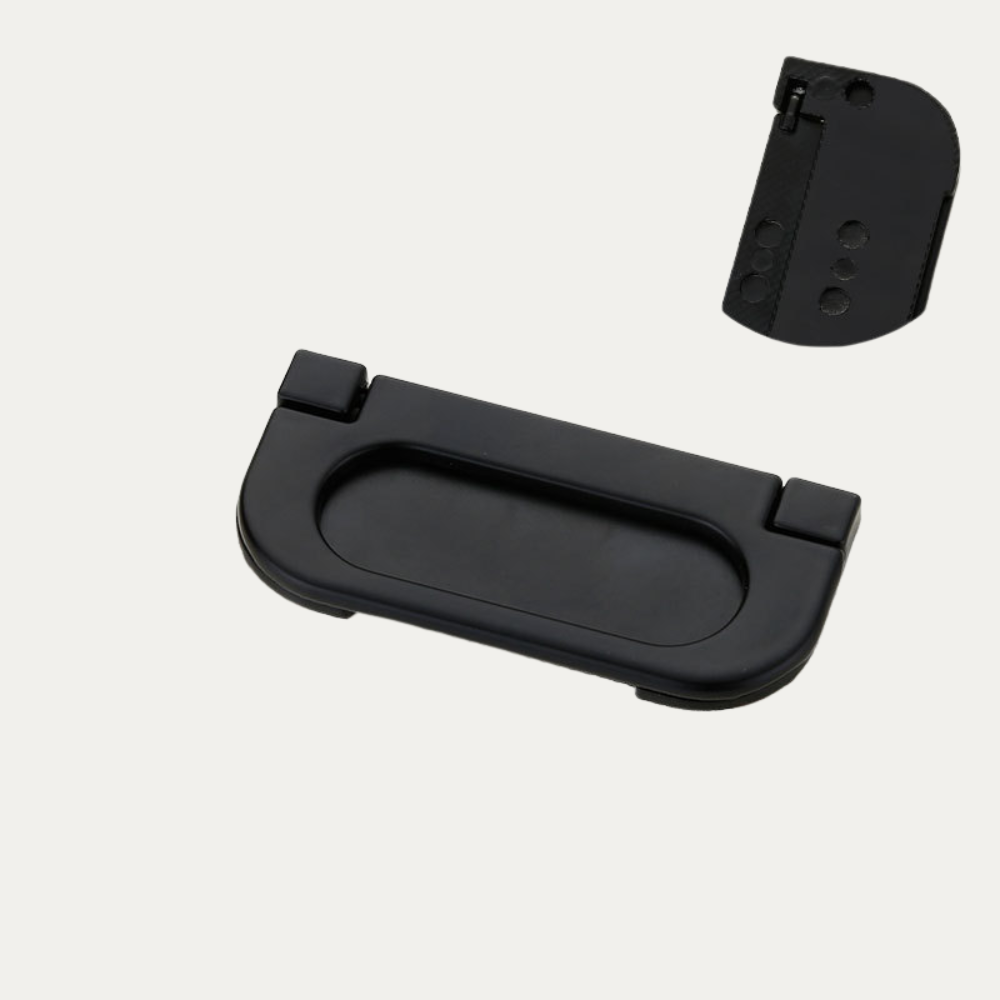 Schwarzer Muldengriff 9015, Lochabstand 64 mm, Länge 7,3 cm