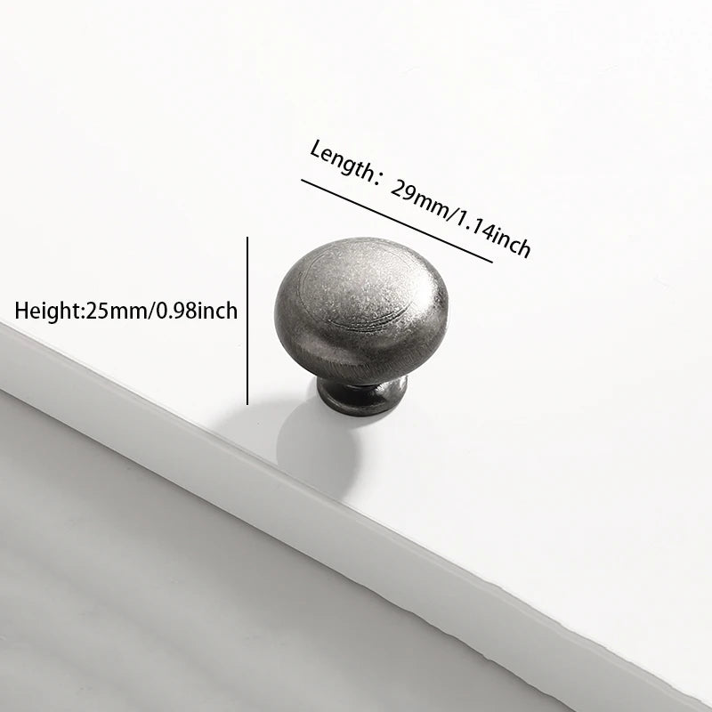 Maßbild runder Möbelknopf in Antiknickel, Ø 29 mm, Höhe 25 mm