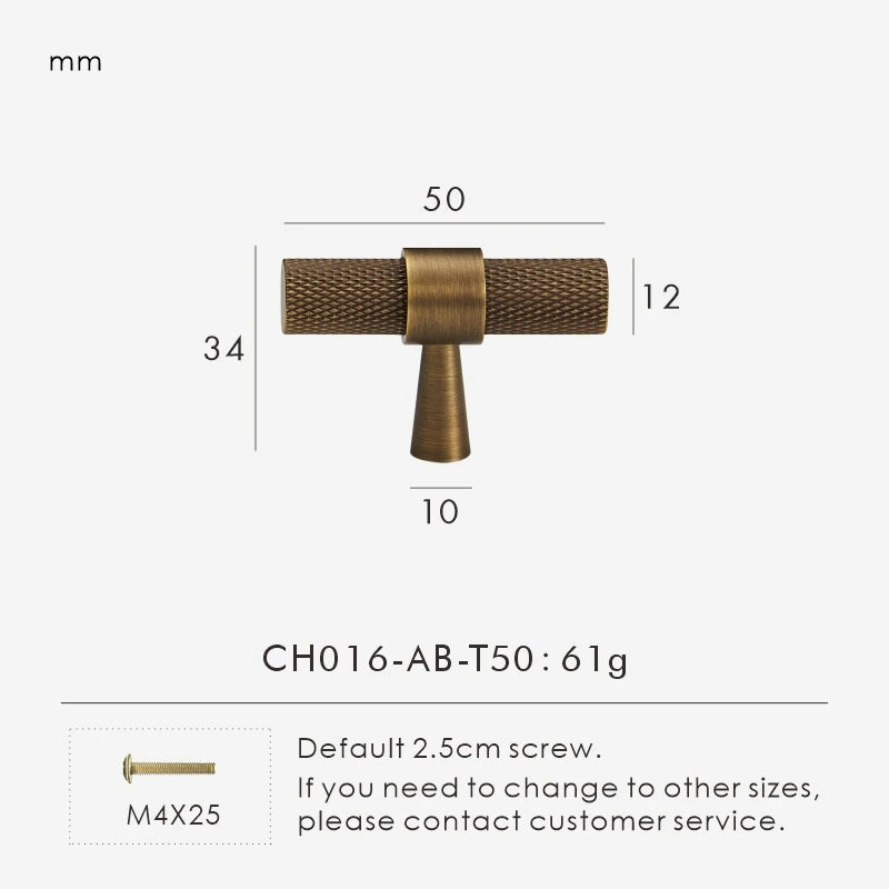 Maßzeichnung T-Knopf mit Rändelung: 5 cm breit, 3,4 cm hoch