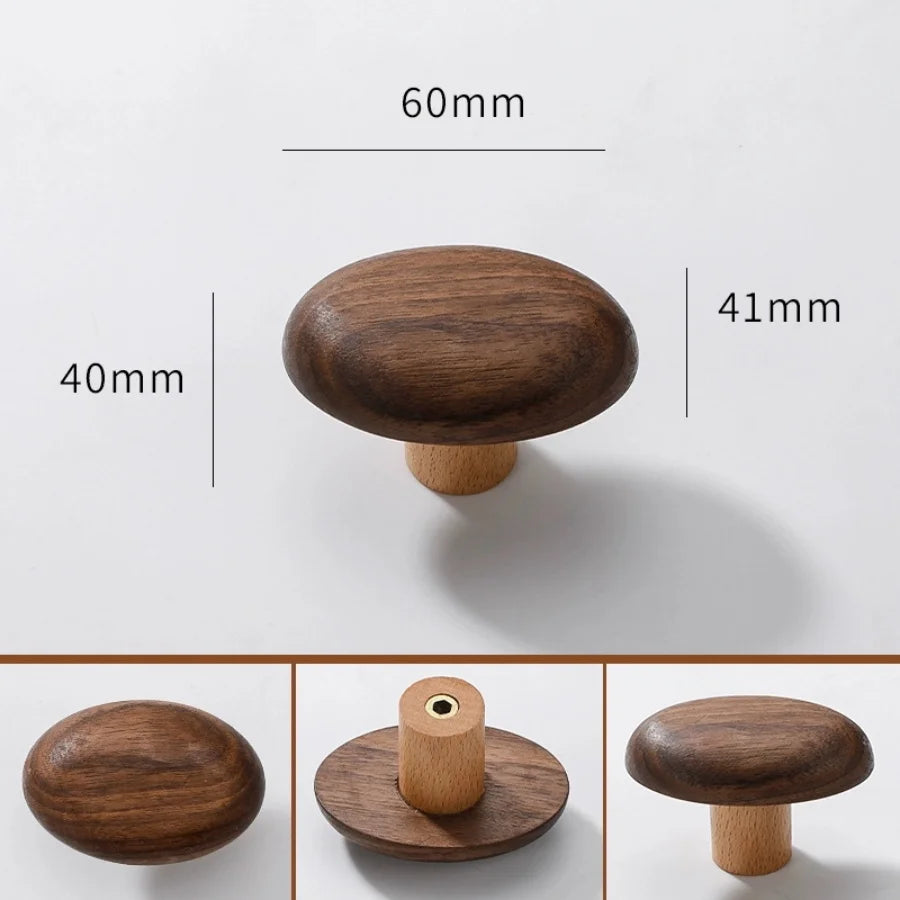 Maßbild Möbelknopf aus Nussbaum in Ellipse-Form, 60 x 41 mm, Tiefe 40 mm