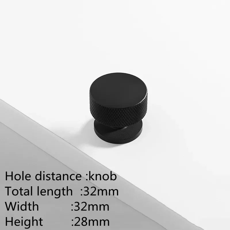 Maßzeichnung Möbelknopf Breit gerändelt Ø 3,2 cm x 2,8 cm in Schwarz (Lieferantenbild)