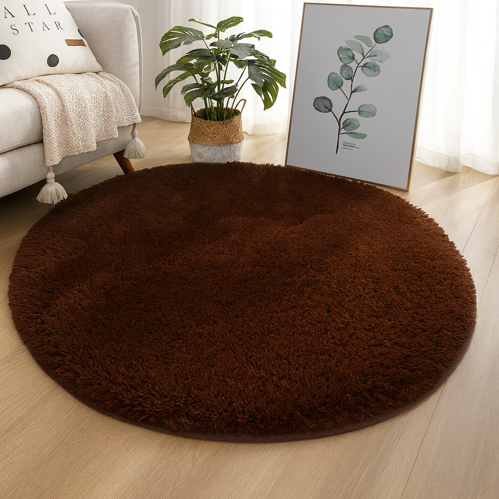 Runder Hochflor-Teppich mit dichtem, weichem Flor, Produktfoto einer Farbvariante