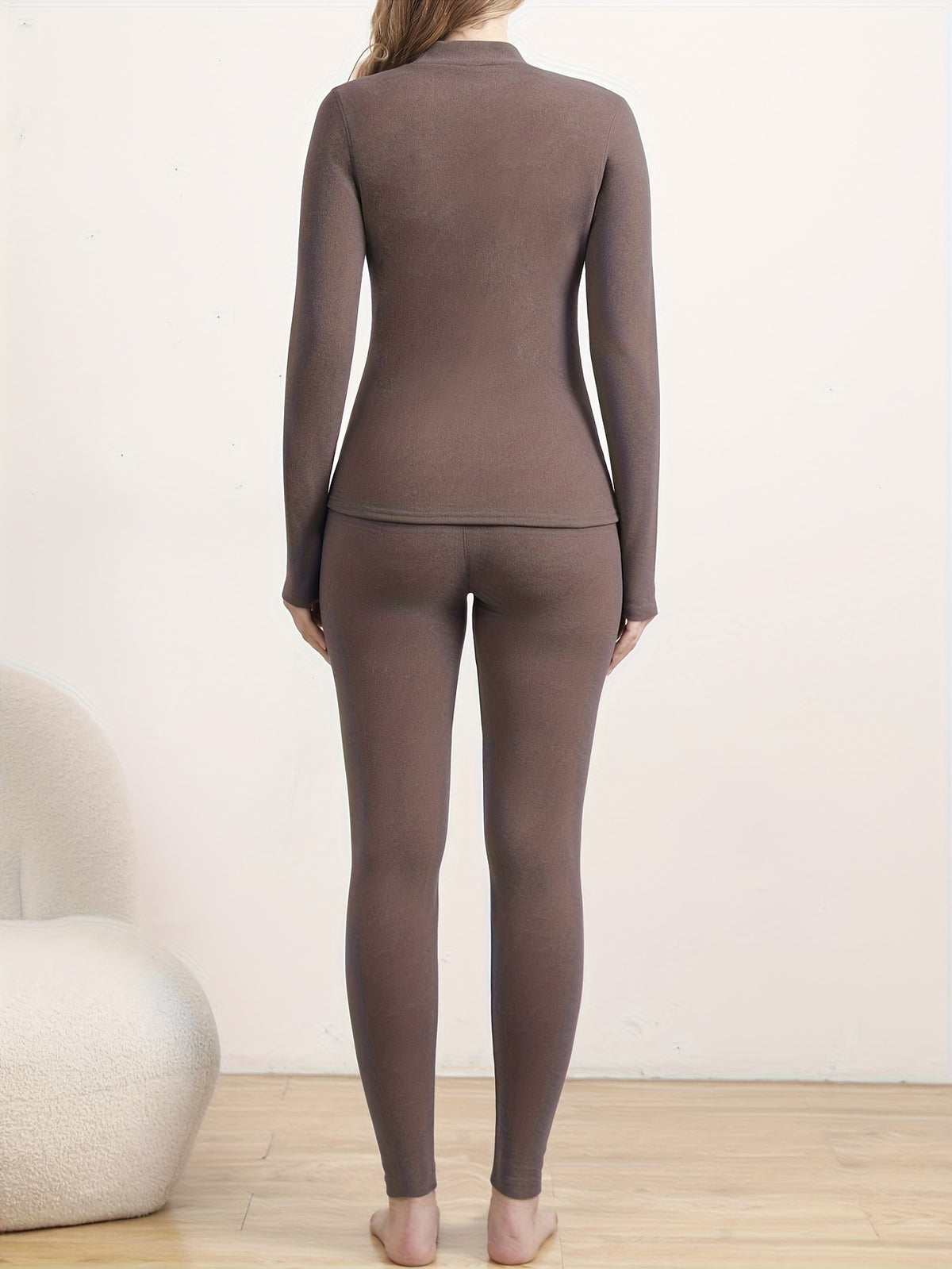 Thermounterwäsche Damen Set in Taupe, Rückansicht