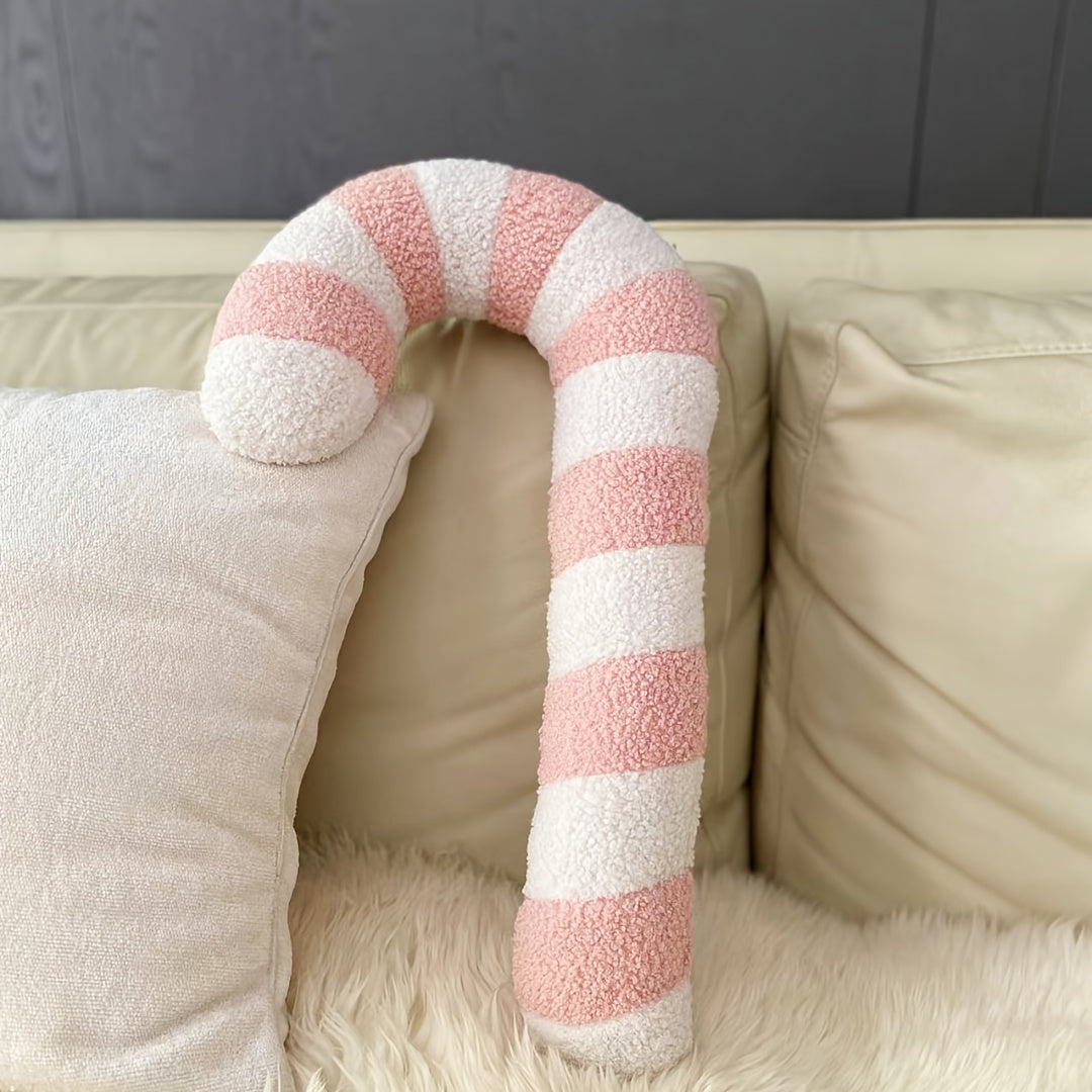 Zuckerstange Kissen in Rosa und Weiß auf einem hellen Sofa