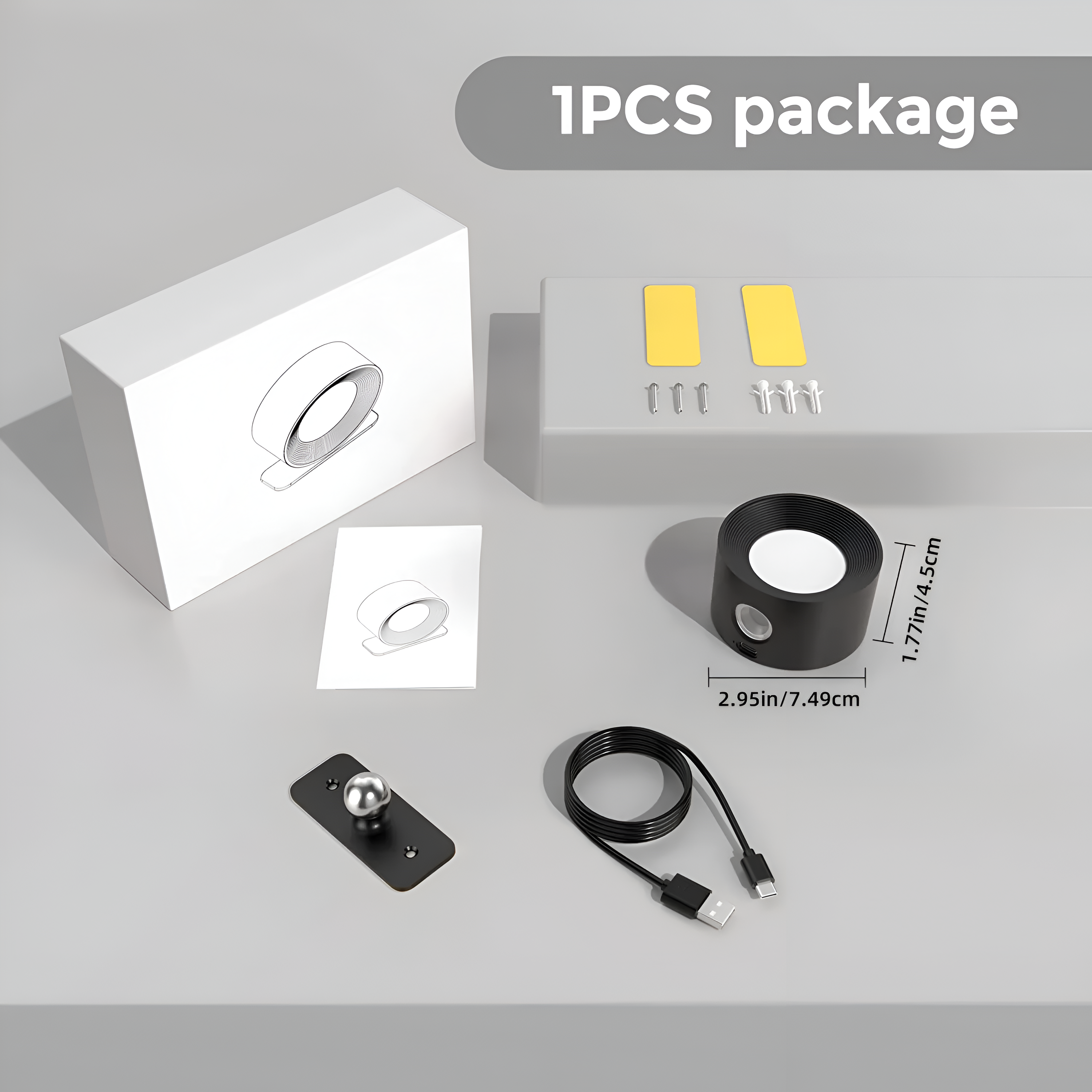 360° Touch-Control LED-Wandleuchte - kabellos & über USB aufladbar