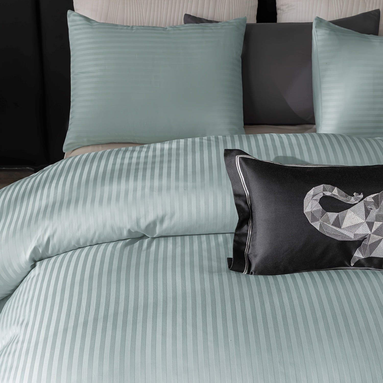 Satin Bettbezug 100% 300T – Weicher Atmungsaktiver Deckenbezug mit Streifenmuster für Schlafzimmer