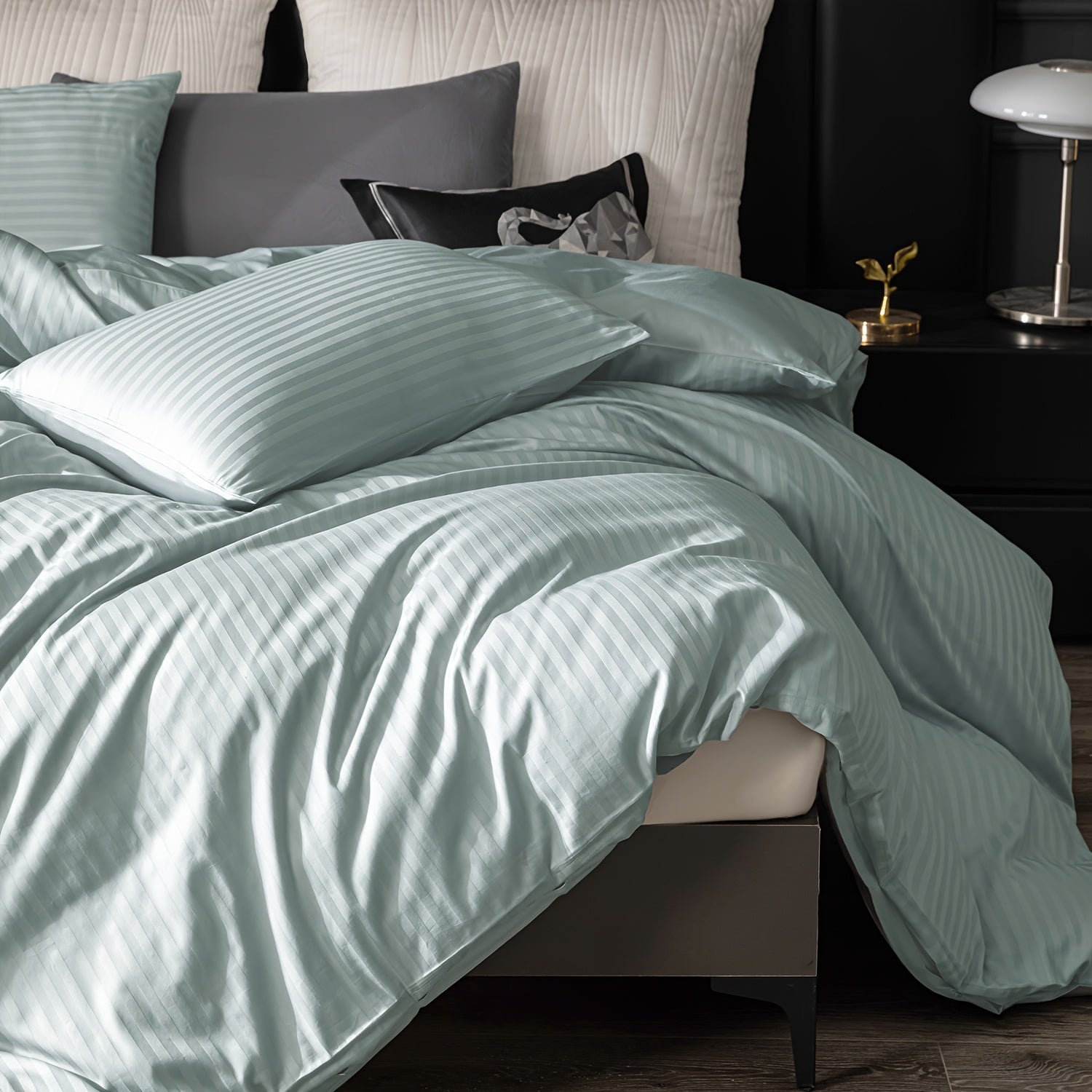 Satin Bettbezug 100% 300T – Weicher Atmungsaktiver Deckenbezug mit Streifenmuster für Schlafzimmer