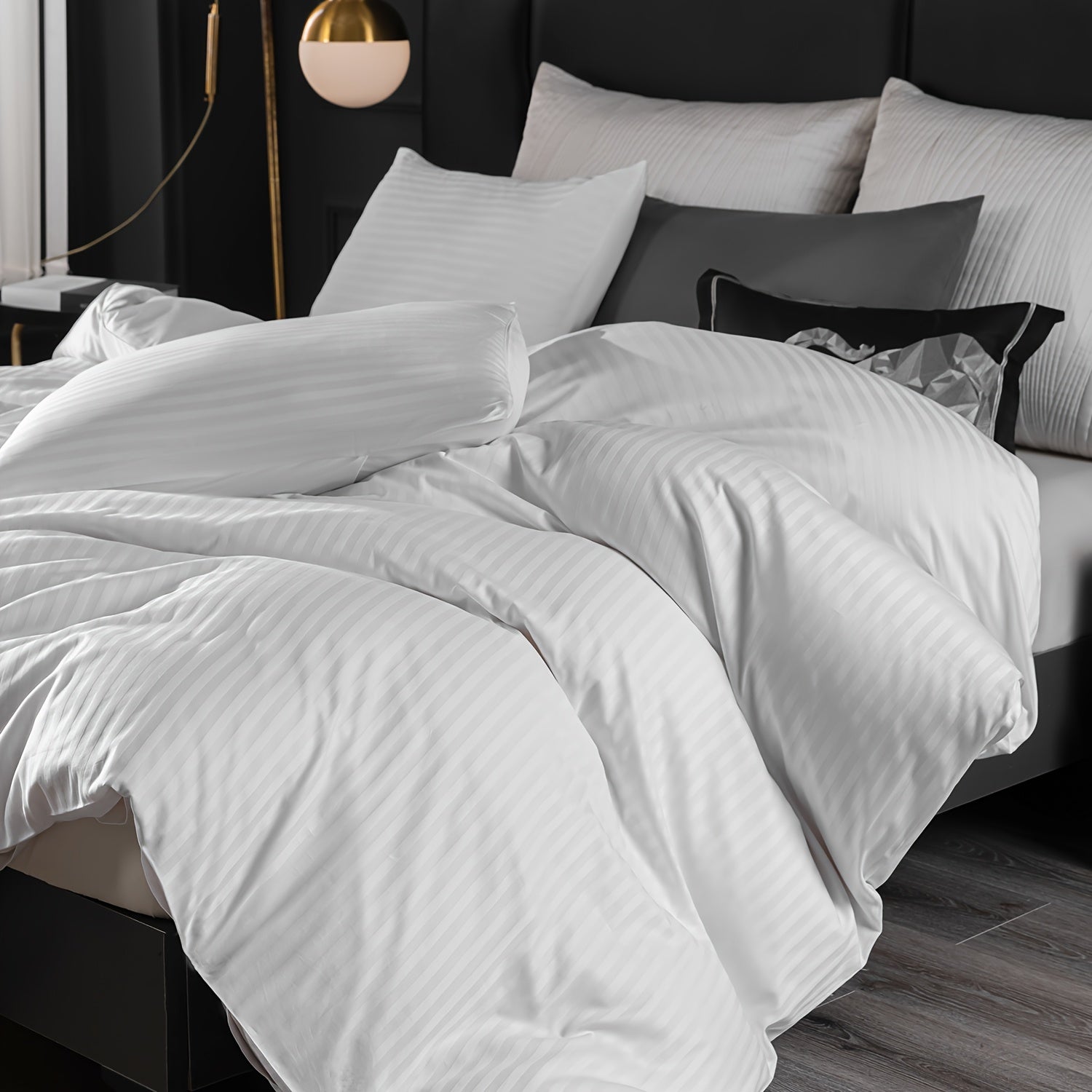 Satin Bettbezug 100% 300T – Weicher Atmungsaktiver Deckenbezug mit Streifenmuster für Schlafzimmer