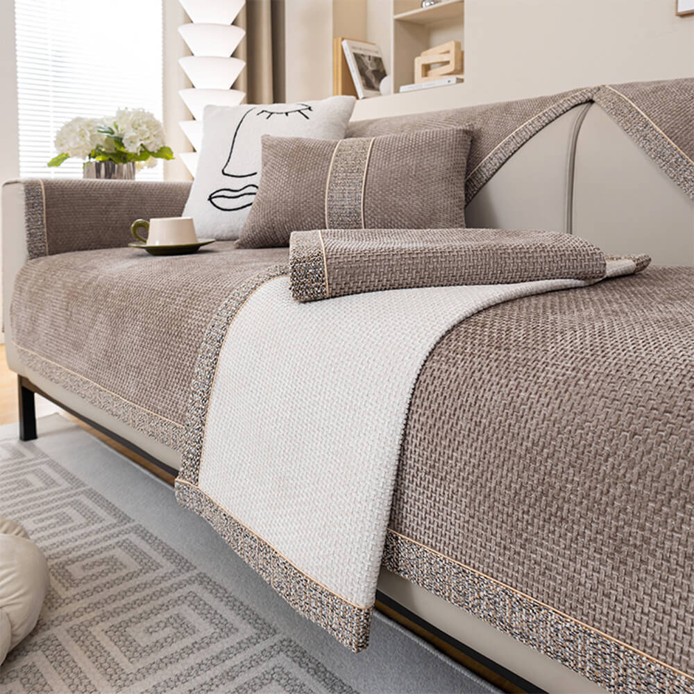 Chenille-Sofabezug 70x70 bis 110x180 cm – Rutschfester Möbelschutz mit passenden Kissenbezügen