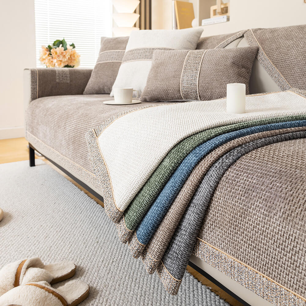 Chenille-Sofabezug 70x70 bis 110x180 cm – Rutschfester Möbelschutz mit passenden Kissenbezügen