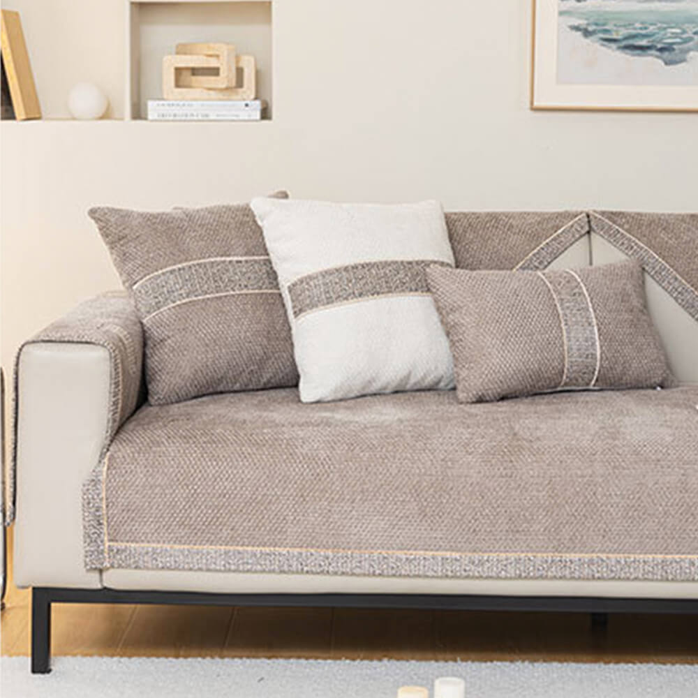 Chenille-Sofabezug 70x70 bis 110x180 cm – Rutschfester Möbelschutz mit passenden Kissenbezügen