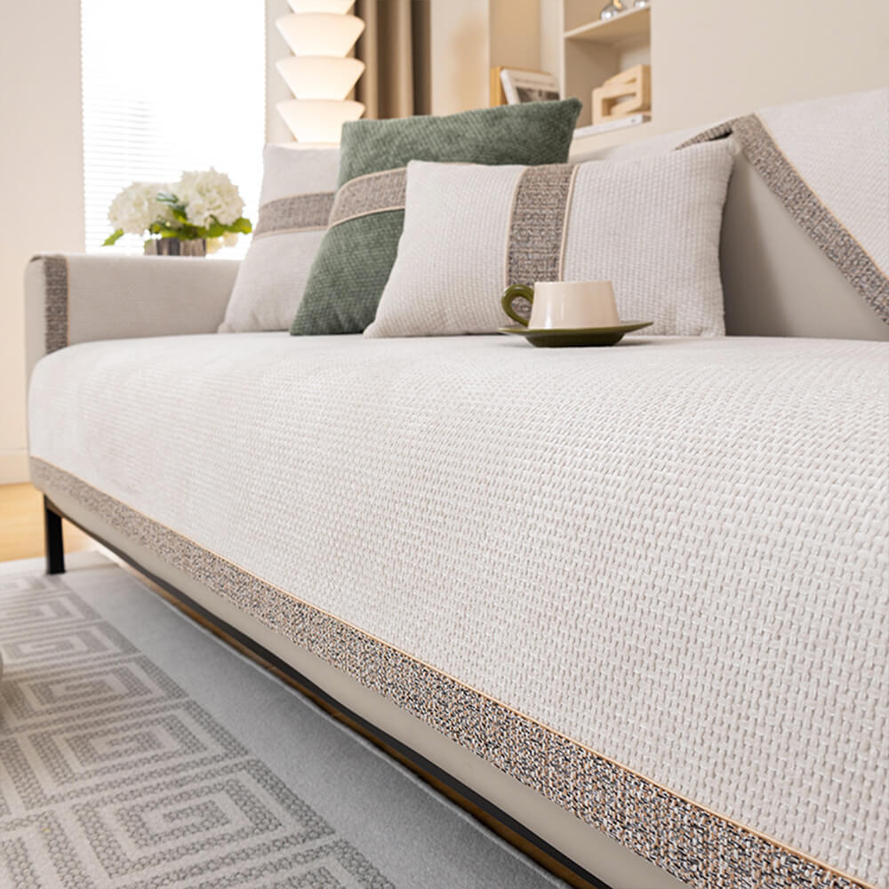 Chenille-Sofabezug 70x70 bis 110x180 cm – Rutschfester Möbelschutz mit passenden Kissenbezügen