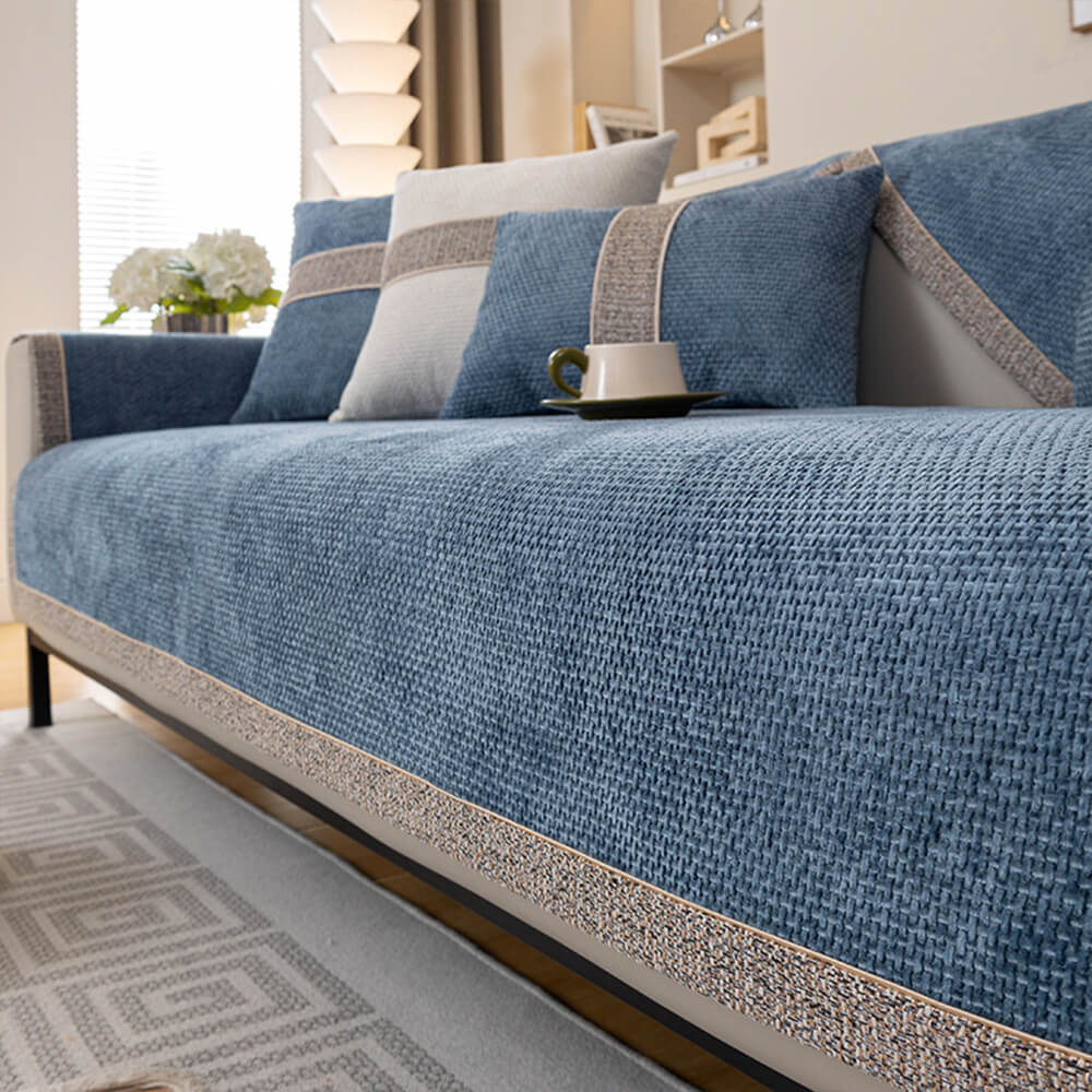 Chenille-Sofabezug 70x70 bis 110x180 cm – Rutschfester Möbelschutz mit passenden Kissenbezügen