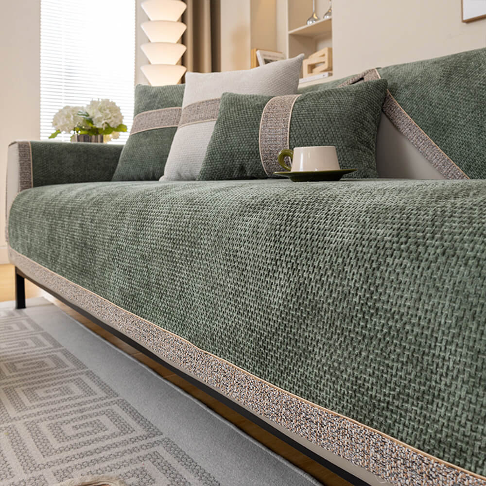 Chenille-Sofabezug 70x70 bis 110x180 cm – Rutschfester Möbelschutz mit passenden Kissenbezügen