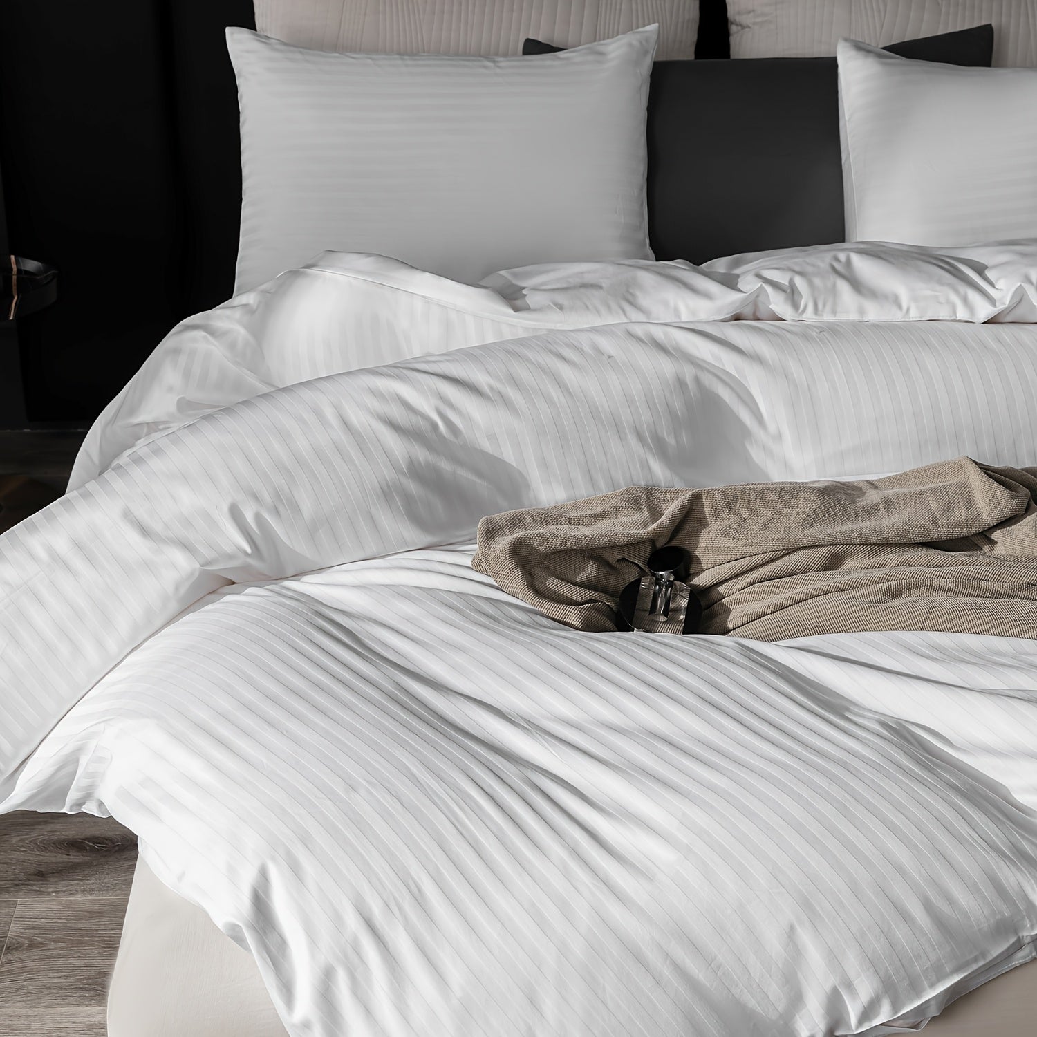 Satin Bettbezug 100% 300T – Weicher Atmungsaktiver Deckenbezug mit Streifenmuster für Schlafzimmer