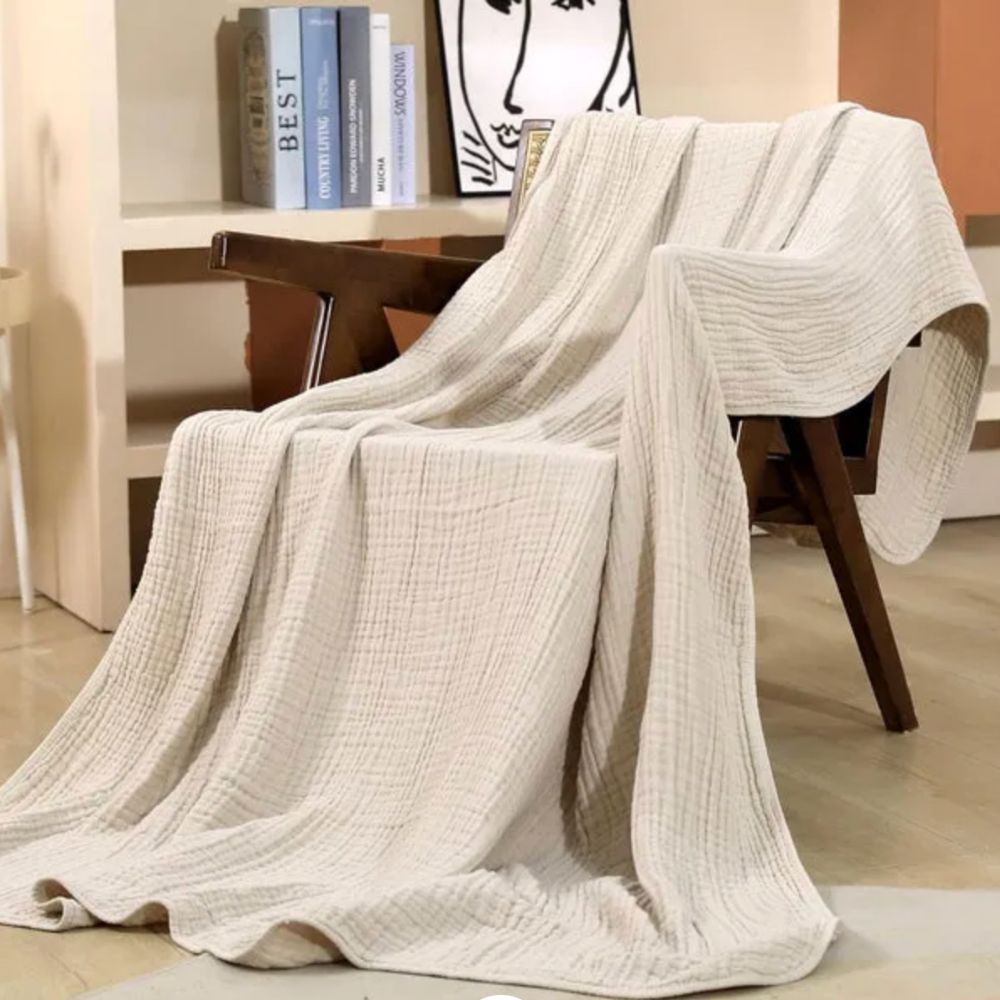 Sano Musselin Kuscheldecke Baumwolle - Leichte Wohndecke & Sofadecke für Sommer & Übergang