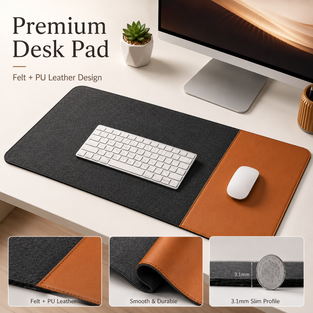XXL Schreibtischunterlage Mauspad 100x50 cm PU-Leder – Multifunktionale Matte für Büro, Homeoffice & Gaming