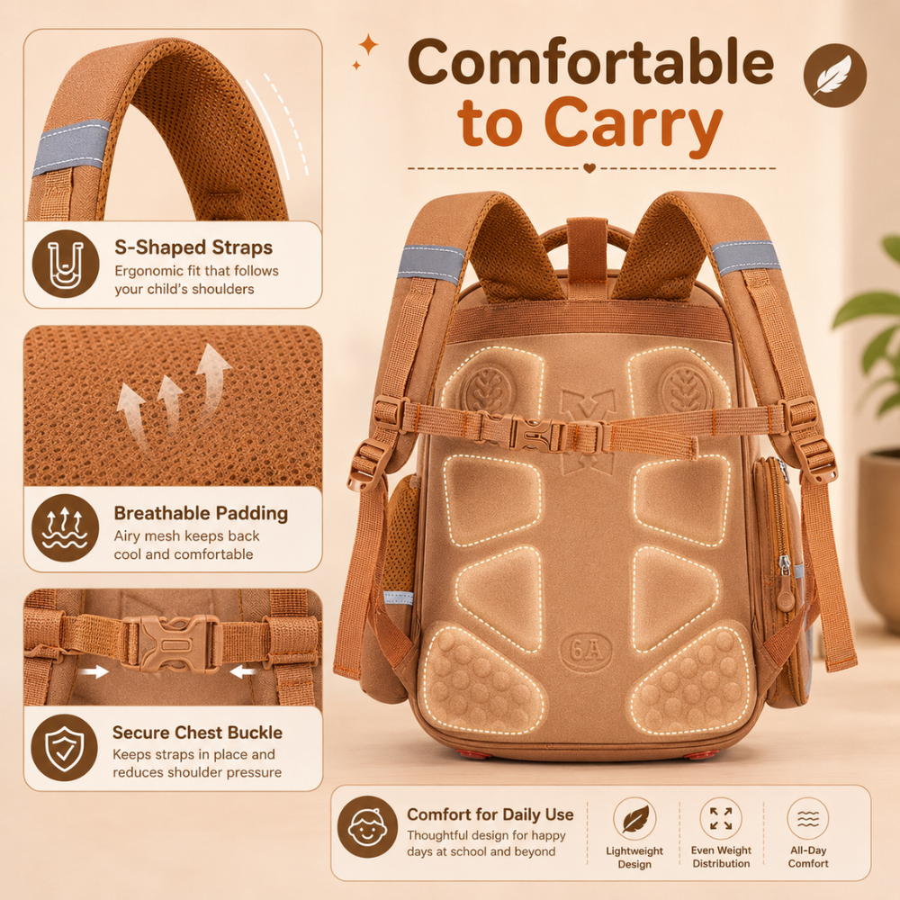Kinder-Schulrucksack mit Capybara-Motiv – Wasserabweisender Rucksack mit großem Fassungsvermögen & gepolsterten Trägern für Schule & Freizeit