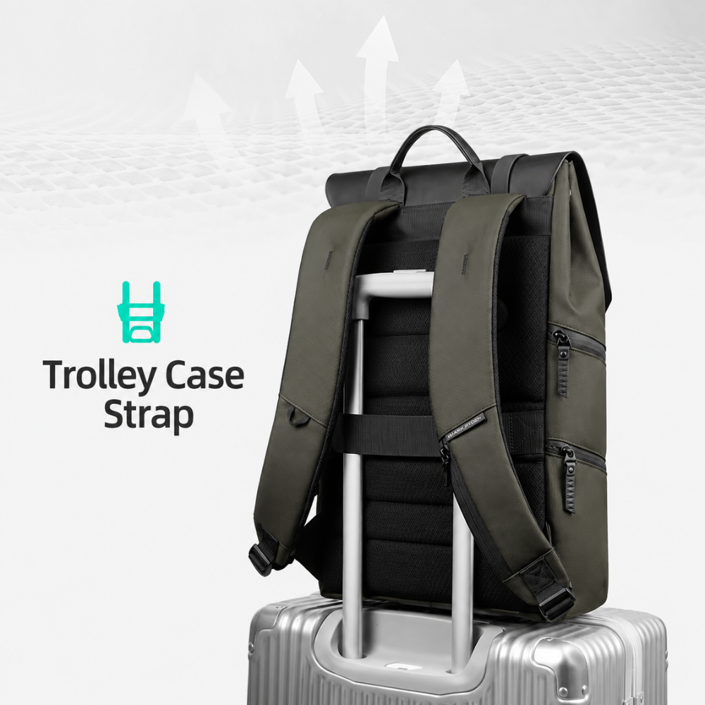 Urbaner Business-Laptoprucksack 30 × 12 × 42 cm – Wasserabweisender Oxford-Rucksack mit Trolleyband und Laptopfach