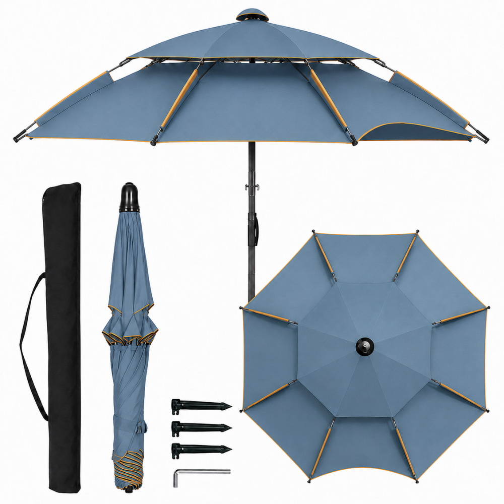 Verstellbarer Sonnenschirm Outdoor 2 m 2,2 m 2,4 m Strandschirm Gartenschirm Wasserabweisend für Terrasse Camping Strand