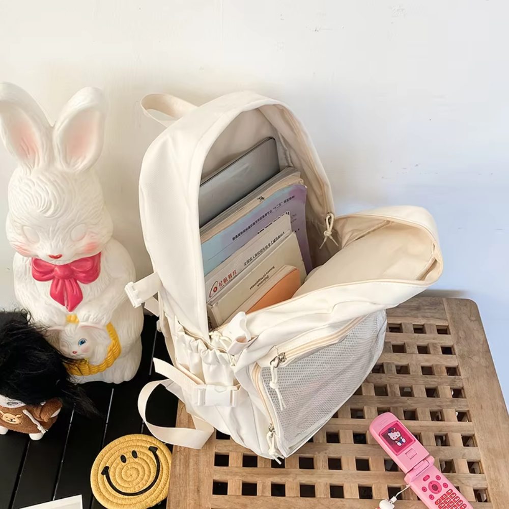 Transparenter Kawaii-Rucksack mit Pin-Display – Großer Schulrucksack im japanischen Stil für Schule, Uni & Alltag
