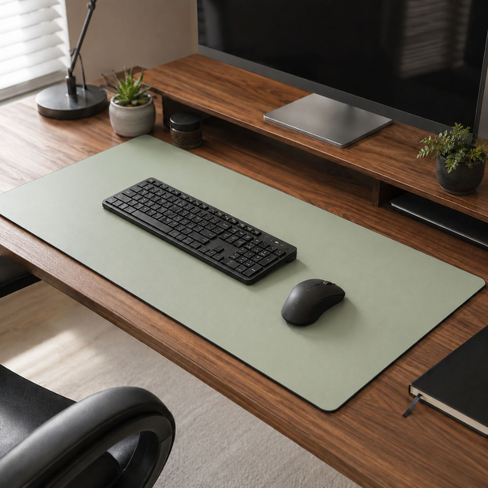 2er-Set Große Schreibtischunterlagen & Mauspads 90 × 40 cm – Minimalistische rutschfeste Deskmats mit genähtem Rand für Büro, Homeoffice & Gaming