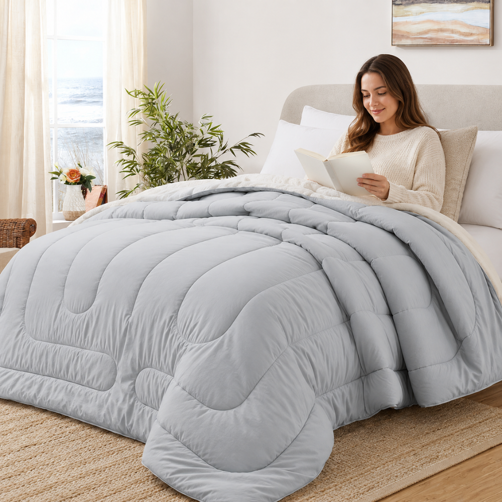 Ganzjahres Bettdecke – Weiche gesteppte Komfortdecke, atmungsaktive Schlafdecke für Bett, Schlafzimmer & Gästezimmer